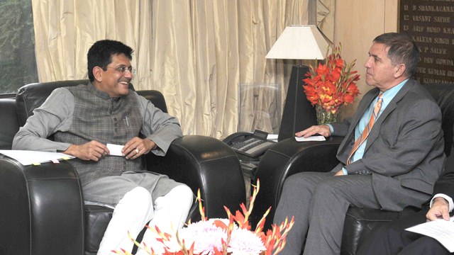 The Ambassador of Israel to India, Mr. Daniel Carmon calling on the Minister of State (Independent Charge) for Power, Coal and New and Renewable Energy, Shri Piyush Goyal, in New Delhi on December 01, 2014.